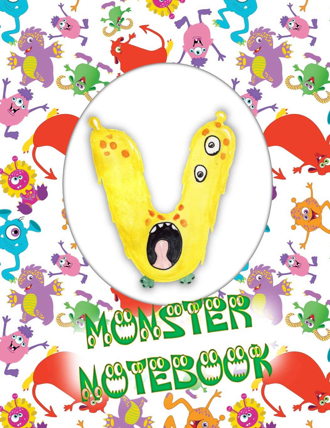 V Monster Notebook: Kids Monogrammed Journal and Doodle Book poster