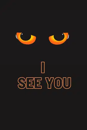Black Cat Notbook - i see you - 120 pages 8,5x11 , Black Background poster