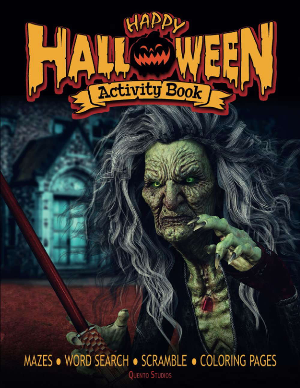 Happy Halloween Activity Book: Mazes, Word Search and Coloring Pages poster
