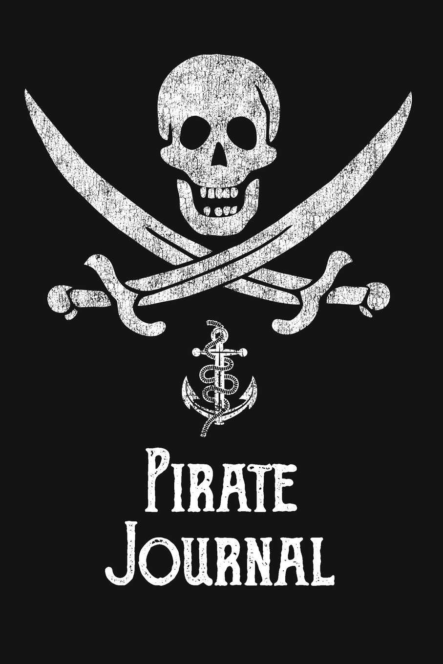 Pirate Journal: 6x9 Notebook - Vintage Pirate Skull, Swords & Anchor Cover poster