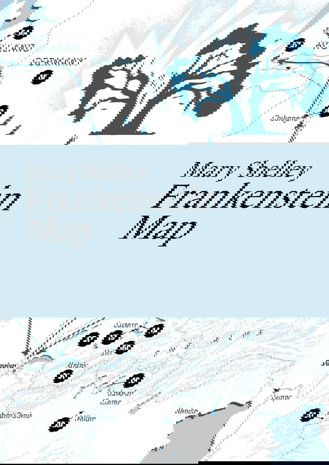 Mary Shelley: Frankenstein Map (Paris Grafik's Literary Maps) poster