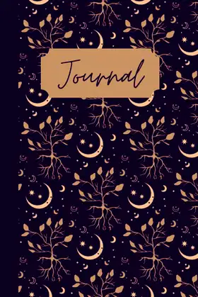 Moon Journal, Moon and Flower Design, 6x9, 120 pages, Matte Cover poster