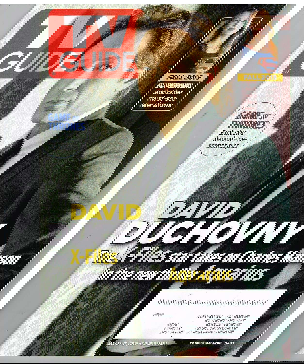 TV GUIDE Magazine (May 18-31, 2015) David Duchovny New Thriller AQUARIUS poster