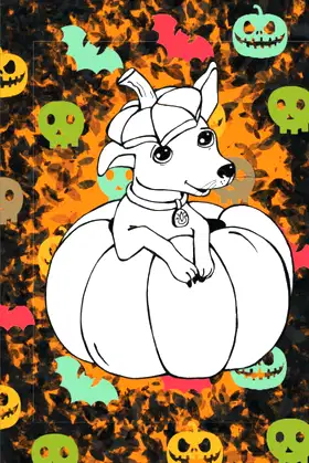 Dog in Pumpkin Composition Book: Chihuahua Halloween Theme poster