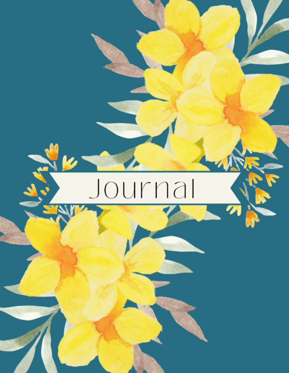 Yellow & Teal Floral Daily Wellness Journal Notebook poster