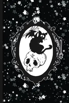 Occult goth dark creepy winged cat journal poster