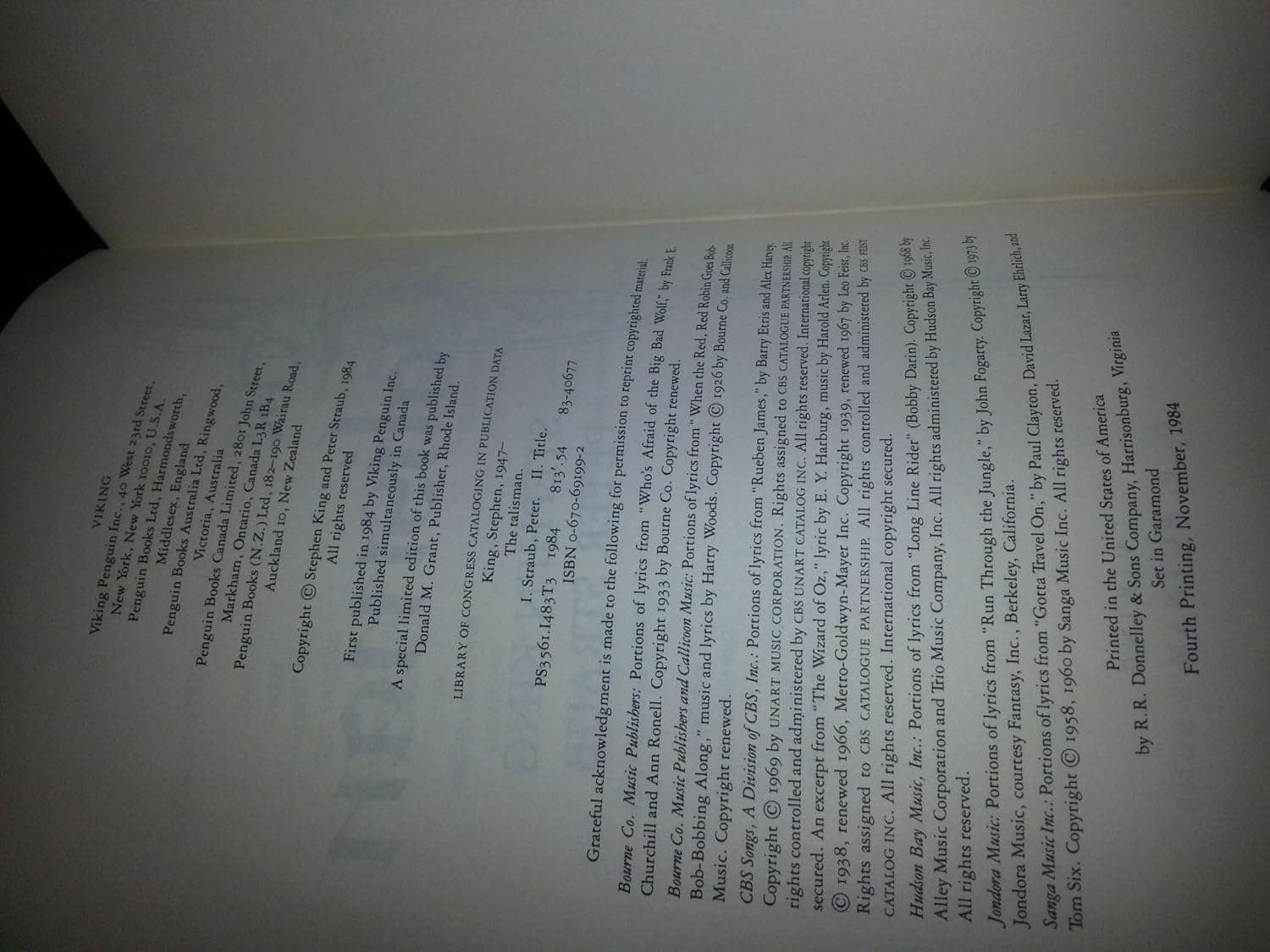 The Talisman First Published By Viking Hardback W Dustjacket poster