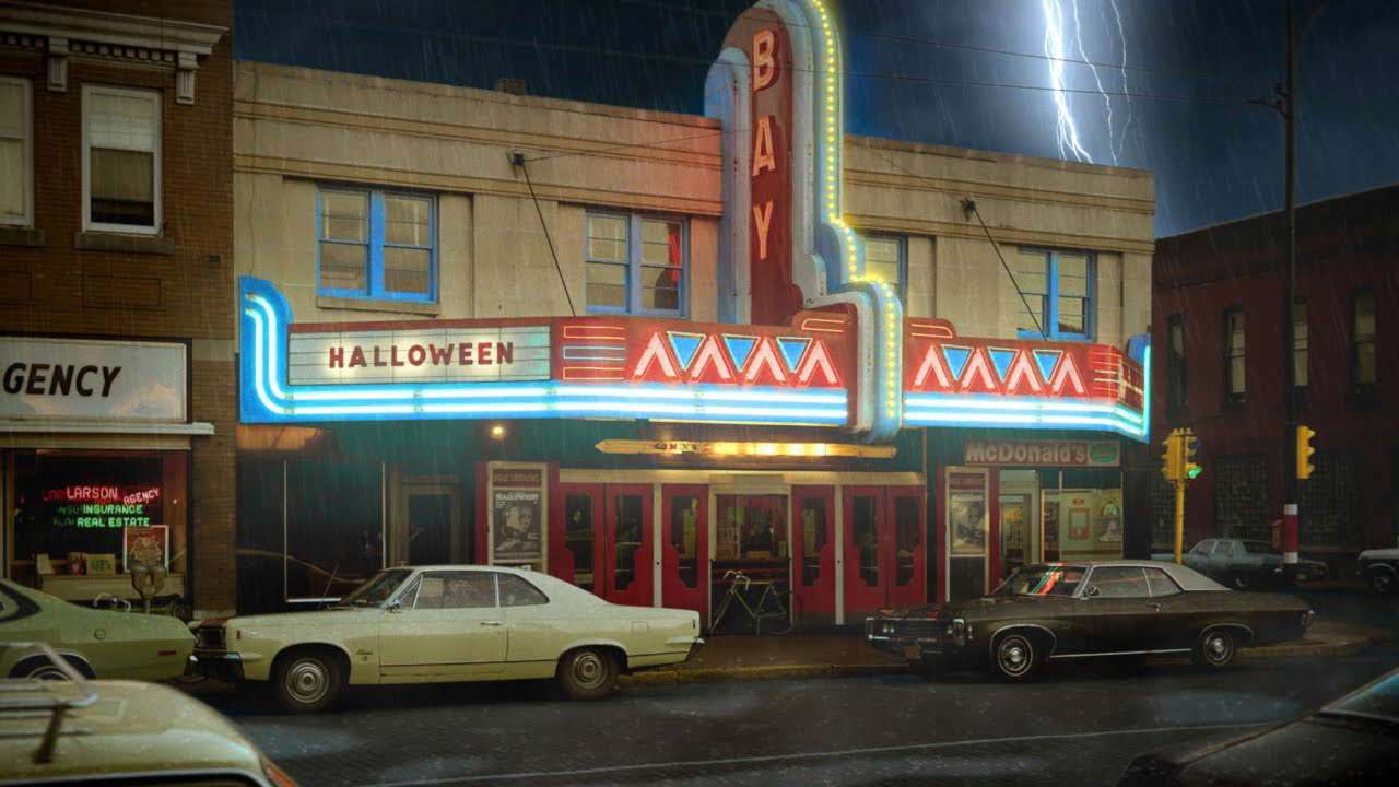 Halloween Ambience Movie Theater 4K - Scary Haunted Slasher Horror Sounds - Spooky & Creepy 3 Hours