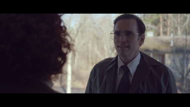 A scene from The House That Jack Built - "May I come in?" poster