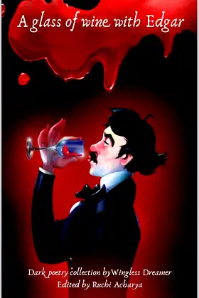 A glass of wine with Edgar poster