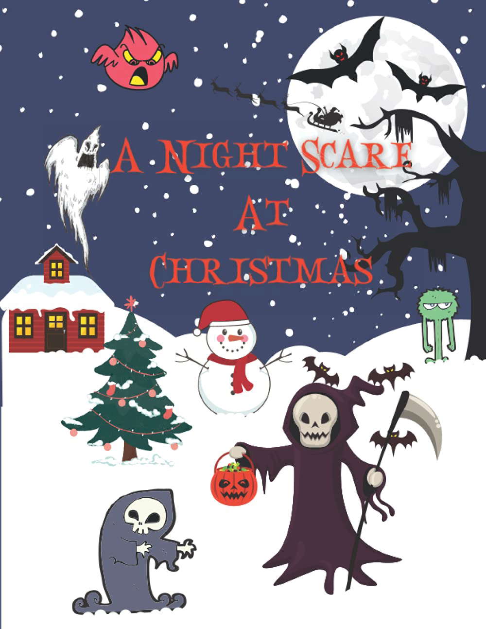 A Night Scare At Christmas: Halloween Colouring Book For Adults and Teens poster