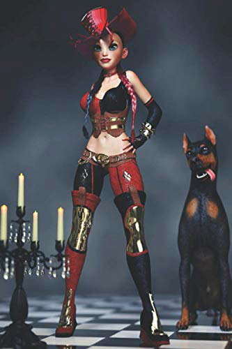 Dot Grid Notebook: 6x9 120-page Dotted Journal (Gothic Cowgirl & Doberman) poster