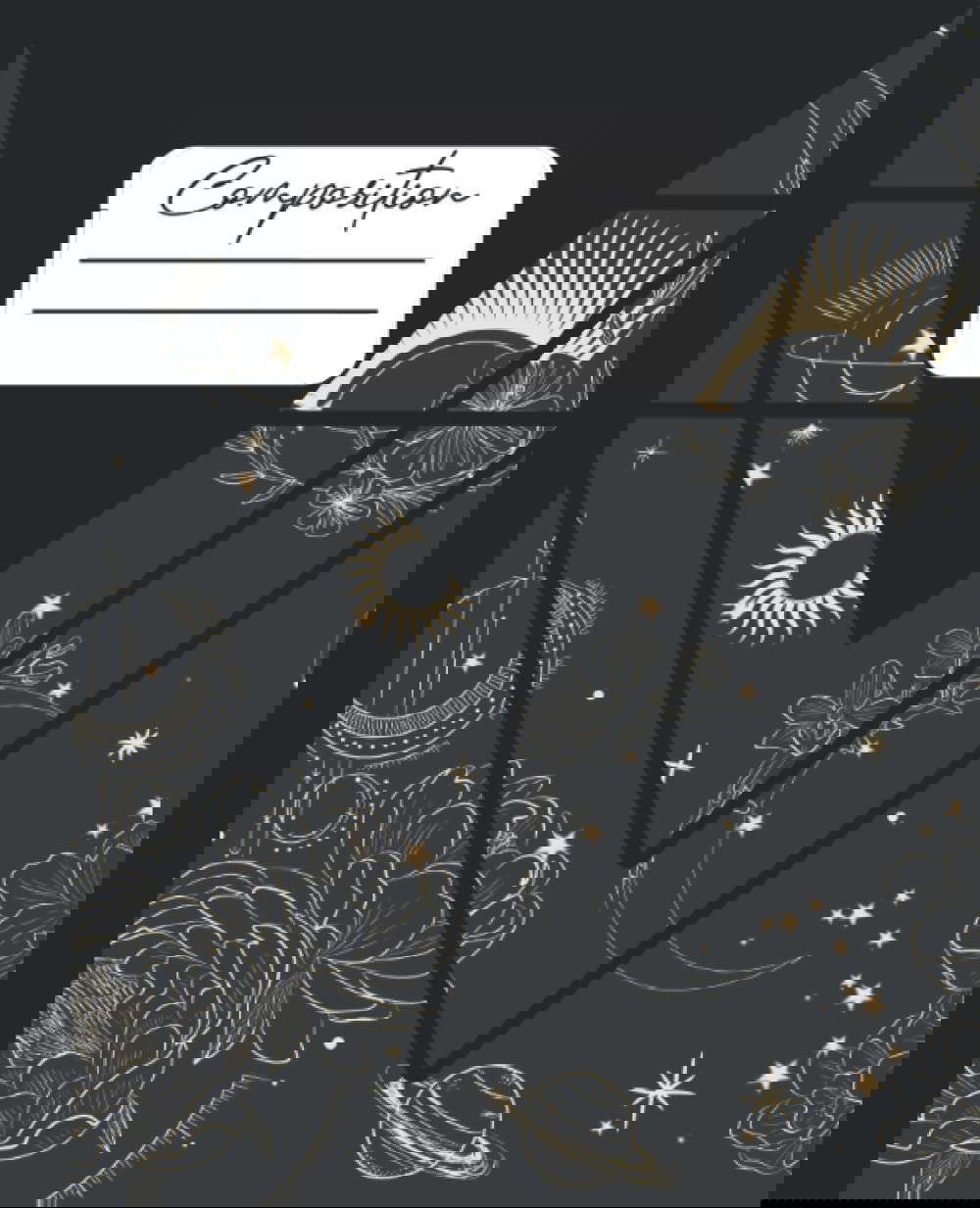Black Stars Composition Notebook: Wide Ruled, 7.5" x 9.25" poster