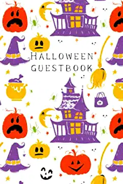 Halloween Guestbook: Costume Party Memories - Purple Haunted House poster