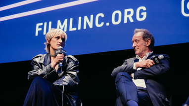 Julia Ducournau, Vincent Lindon & Agathe Rousselle on Titane | NYFF59 poster