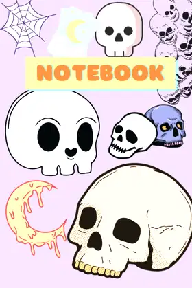 Notebook: Spooky Cute Skeleton Blank Lined Notebook poster
